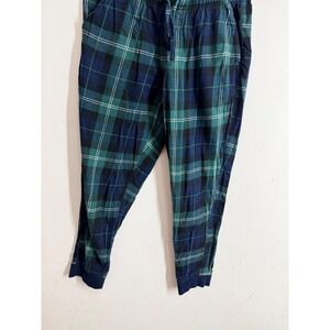 Old Navy Green Blue Plaid Flannel Pajama Jogger Pants Women Small Black Watch